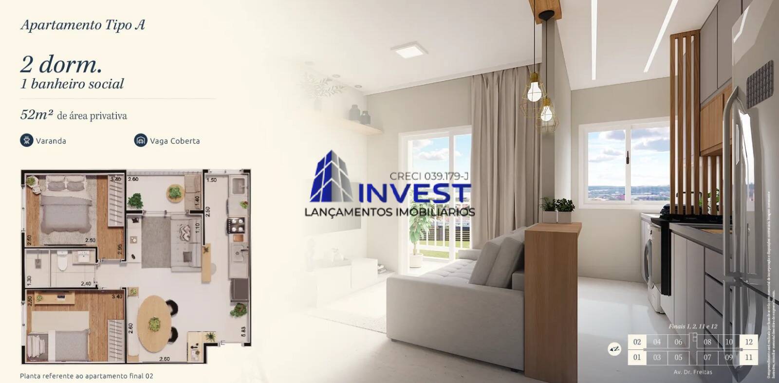 Apartamento, 2 quartos, 52 m² - Foto 3